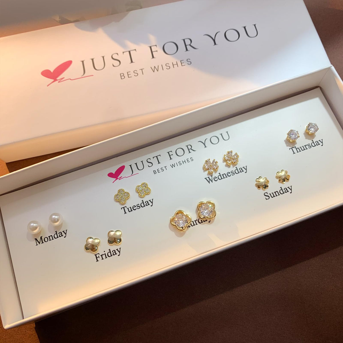 HASTHIP® Juego de 7 pares de pendientes plata ley 925 para mujer,hipoalergénicos,con circonita cúbica estilo elegante con caja regalo ideales para uso diario o regalo