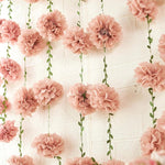 HASTHIP® Pink Paper Flower Garland 2.5 Meters, Tissue Pom Pom Floral Vine Decoration with Green Leaves, Romantic Boho Party Decor for Wedding, Baby Shower, Birthday