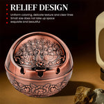 HASTHIP Peacock Ashtray for Home and Car with Closing Lid and 3 Grooves | Zinc Alloy 10x10x9cm 2 PCS