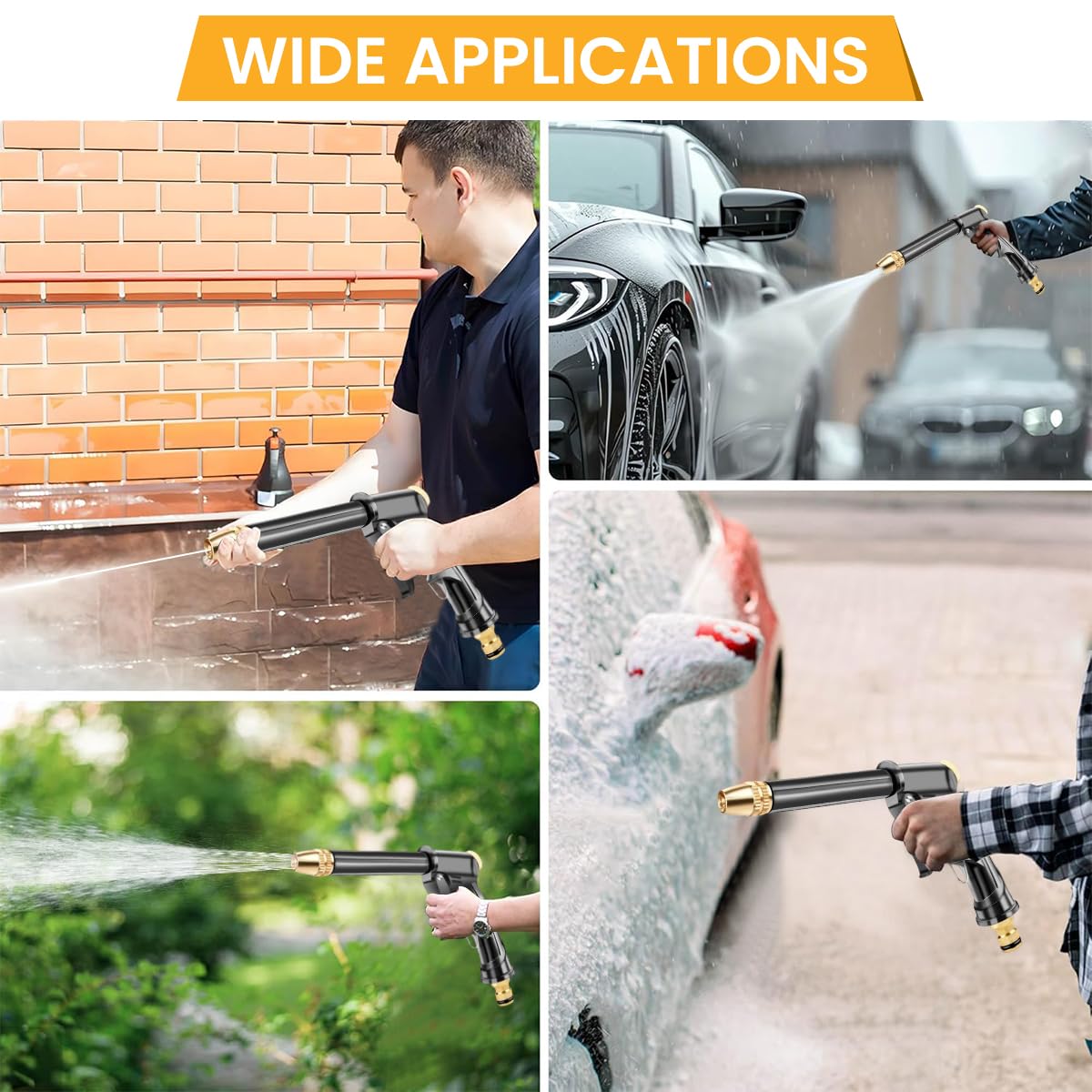 HASTHIP Car Washer Gun for Car and Garden with 10M Hose featuring Four Spray Modes | Alloy Nozzle