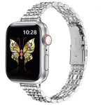 HASTHIP® Compatible with iWatch, Fashion Women Silver Stainless Steel Watch Band Compatible with Series 11/10 42mm, Secure Clasp Replacement Wristband Adjustable Metal Link Bracelet Strap with Tool