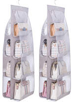 HASTHIP® Organizador Colgante de Bolsos para Armario,2 Paquetes con 8 Bolsillos Transparentes de PVC,Ahorra Espacio Almacenamiento Carteras y Bolsas Soporte Plegable y Resistente