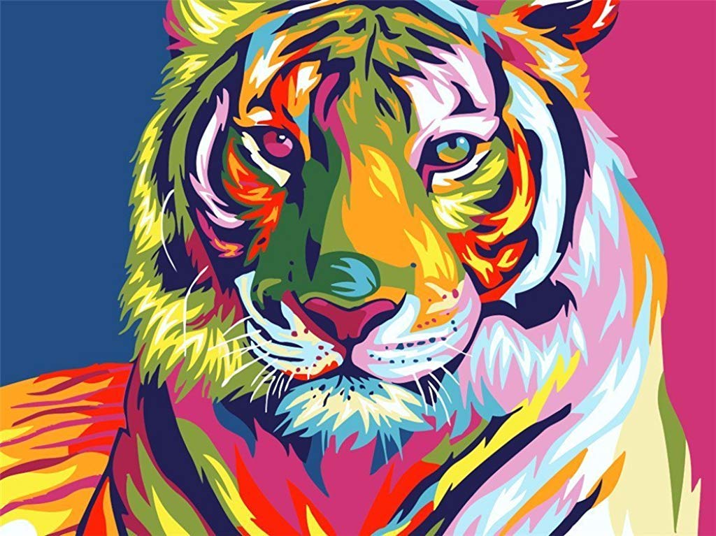 HASTHIP Paint by Numbers for Kids and Adults featuring 3X Magnifier Card | 40 x 50cm Colorful Lion without Frame