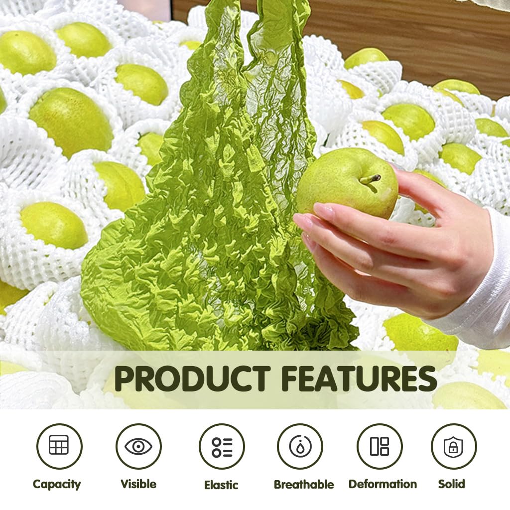 HASTHIP Packable Shopping Bags for Groceries with Extendable Capacity and Crinkled Nylon Cloth | Set of 2 Green and Black Bags