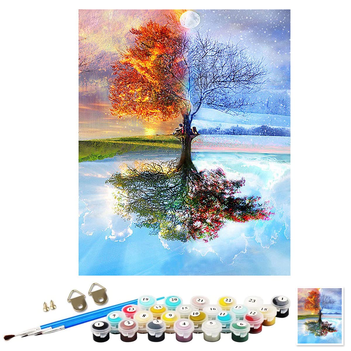 HASTHIP Paint by Numbers Kit for DIY Wall Art with 40×50 cm Canvas and Brushes | Beige
