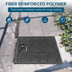 HASTHIP Manhole Cover for Underground Water Tanks featuring Metal Handle 12 x 12 in Black