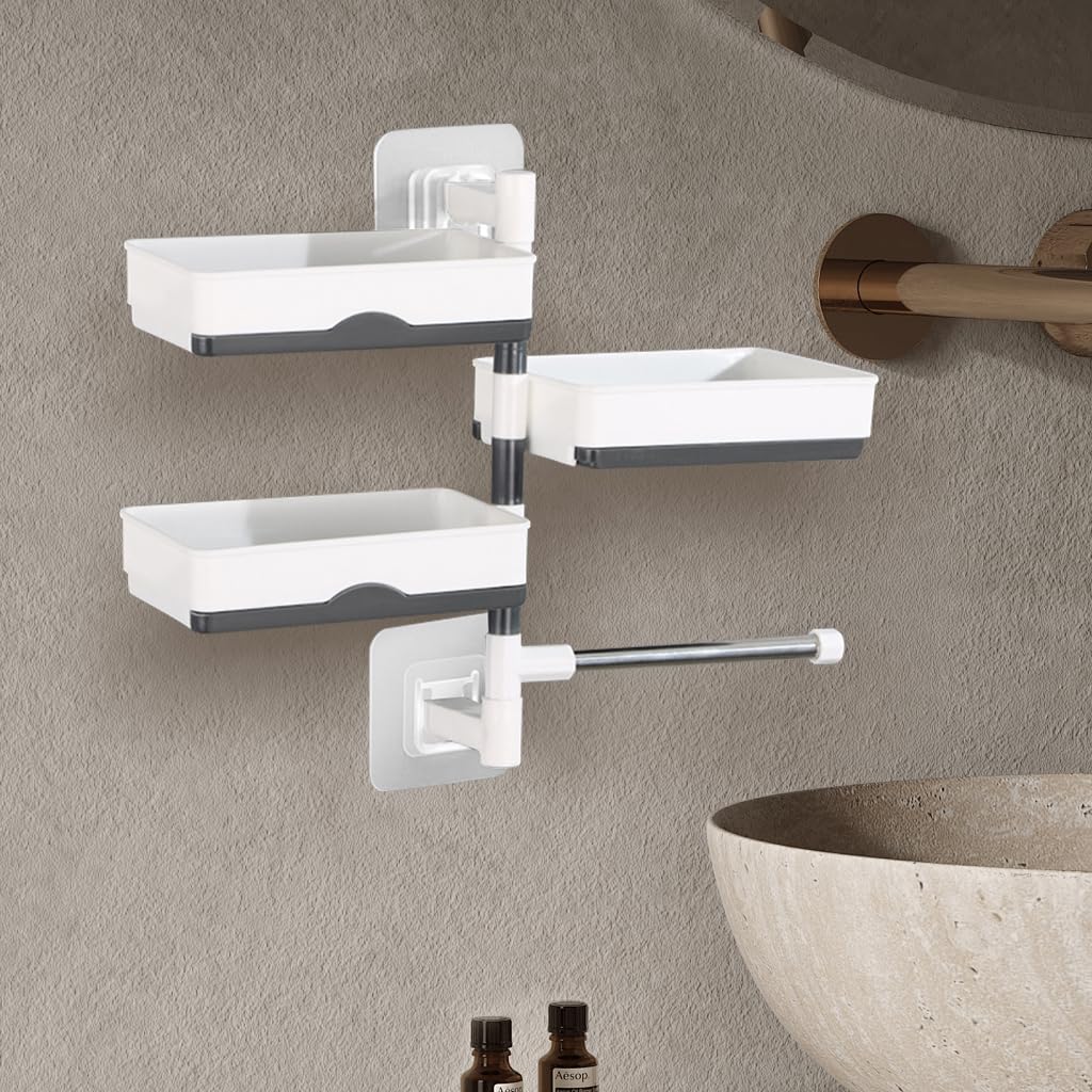 HASTHIP Soap Holder for Bathroom and Kitchen featuring 3 Layer Rotatable Design | 5 Kg Suction Cup