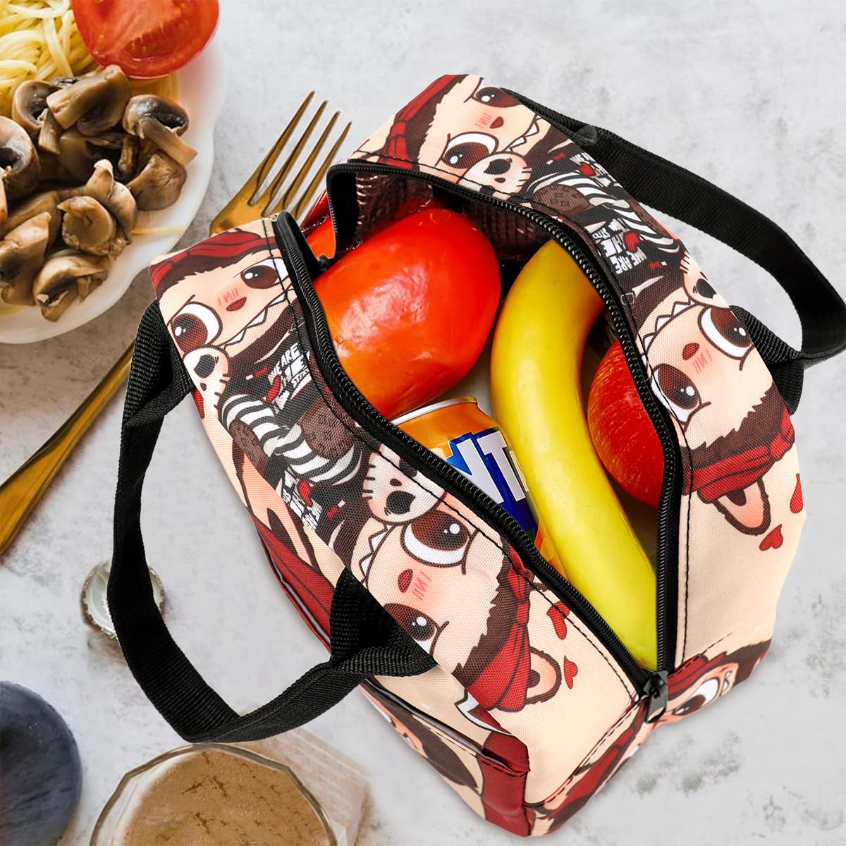 HASTHIP Lunch Bag for School and Office with Insulated Liner and Zipper | 23x13x20cm Portable Picnic Pouch