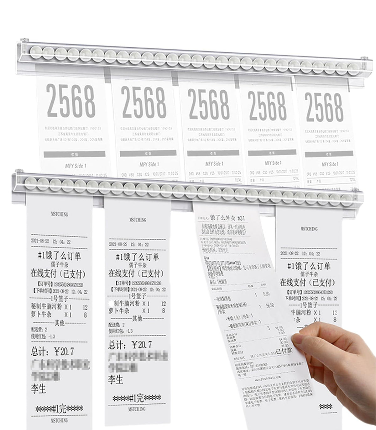 HASTHIP® 2 Paquetes Soportes de Tickets Transparente de 12 Pulgadas sin Taladro,Portaboletos Pedidos para Restaurante,Cocina Oficina Refrigerador Bares Cafeterías y Hogar