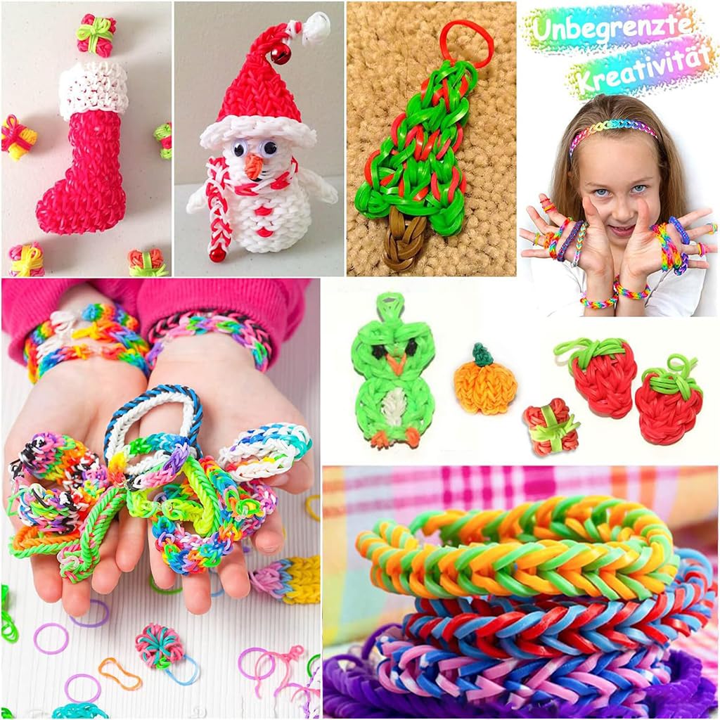 HASTHIP® Loom Bands Kit for Kids Girls,Rainbow Looms Rubber Band Craft Friendship Bracelet Making Loom Band Set With Braiding Tools,