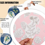 HASTHIP Water Soluble Stabilizer for Embroidery with 50 Flower Patterns in White | Easy Stick and Stitch for Beginners