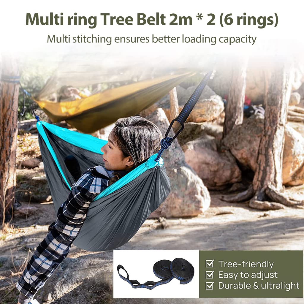Hammock for Camping Outdoor Activities with 2 Fixing Straps, Hammock Swing for Adults Kids, Portable Ultralight Nylon Hammock for Travel Beach Trekking, Maximum 200kg Load (275 x 140cm)