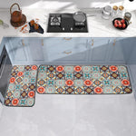 HASTHIP® 2 Pcs Kitchen Comfort Rugs Anti-Fatigue Floor Mat for Kitchen, Diatom Absorbent Standing Mat Soft & Quick-Dry, Retro Floral Mat for Kitchen, Entry, Bathroom, 120x40cm & 40x60cm
