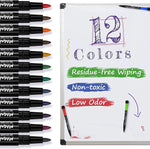 HASTHIP Dry Erase Markers Fine Tip for Office and School Whiteboards | 12 Count Set
