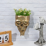 HASTHIP Halloween Skull Wall Planter for Garden Decor 12.5x19.5cm featuring Resin Body and Golden Finish | Gothic Room Accent