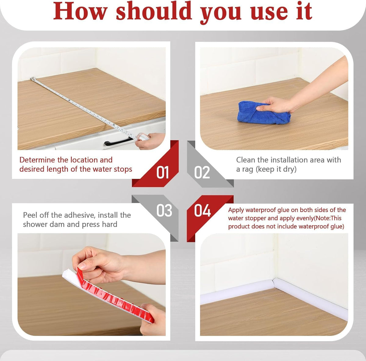 HASTHIP Flexible Trim Caulk Strip for Wall Moulding and Corners featuring Self Adhesive 16.4Ft TPE | Easy DIY Installation and Waterproof Finish