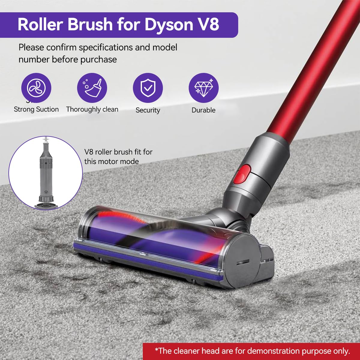 HASTHIP Soft Roller Brush Replacement for Dyson V8 with Anti‑Static Design 238x50mm | Ideal for Hard Floor Cleaning