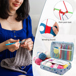 HASTHIP Crochet Kit for Beginners with 107 pcs Ergonomic Hooks and Blue Travel Bag | DIY Craft Set