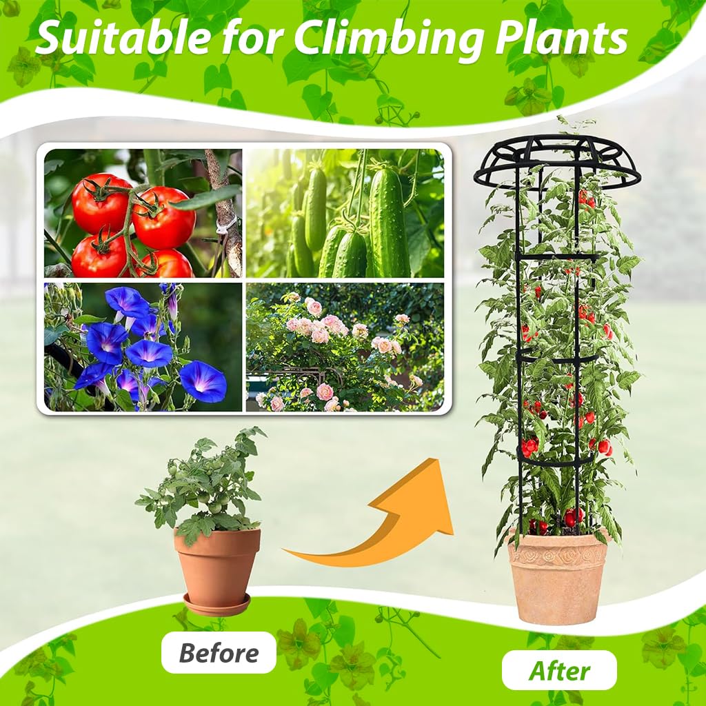 HASTHIP Garden Plant Support Trellis for Pots featuring 105cm Height and Hollow Roof Design