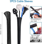 HASTHIP® Cable Management Kit |146Pcs Tidy for Home Office Under Desk- 100 Wire Organizer Ties, 5 Upgrade Silicone Holder, 2 Sleeve, 28 Adhesive Clips, 1 Roll Organiser Straps etc, Black