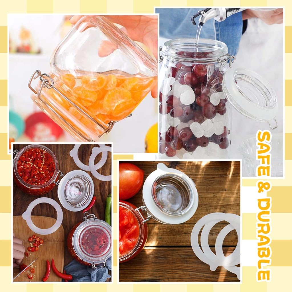 HASTHIP Silicone Sealing Rings for Mason Jars featuring Airtight 2.76 in Gaskets | 16PCS Reusable Food Grade