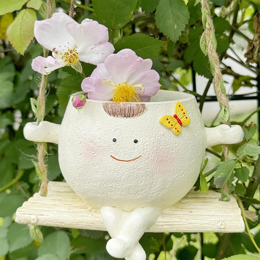 cute hanging plant pots HASTHIP Swing Hanging Flower Pot for Indoor and Outdoor Plants– Hasthip