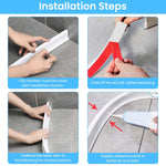 HASTHIP Shower Threshold Water Dam for Bathroom and Kitchen featuring 39 in Silicone Strip | Flexible White Barrier to Prevent Water Leaks