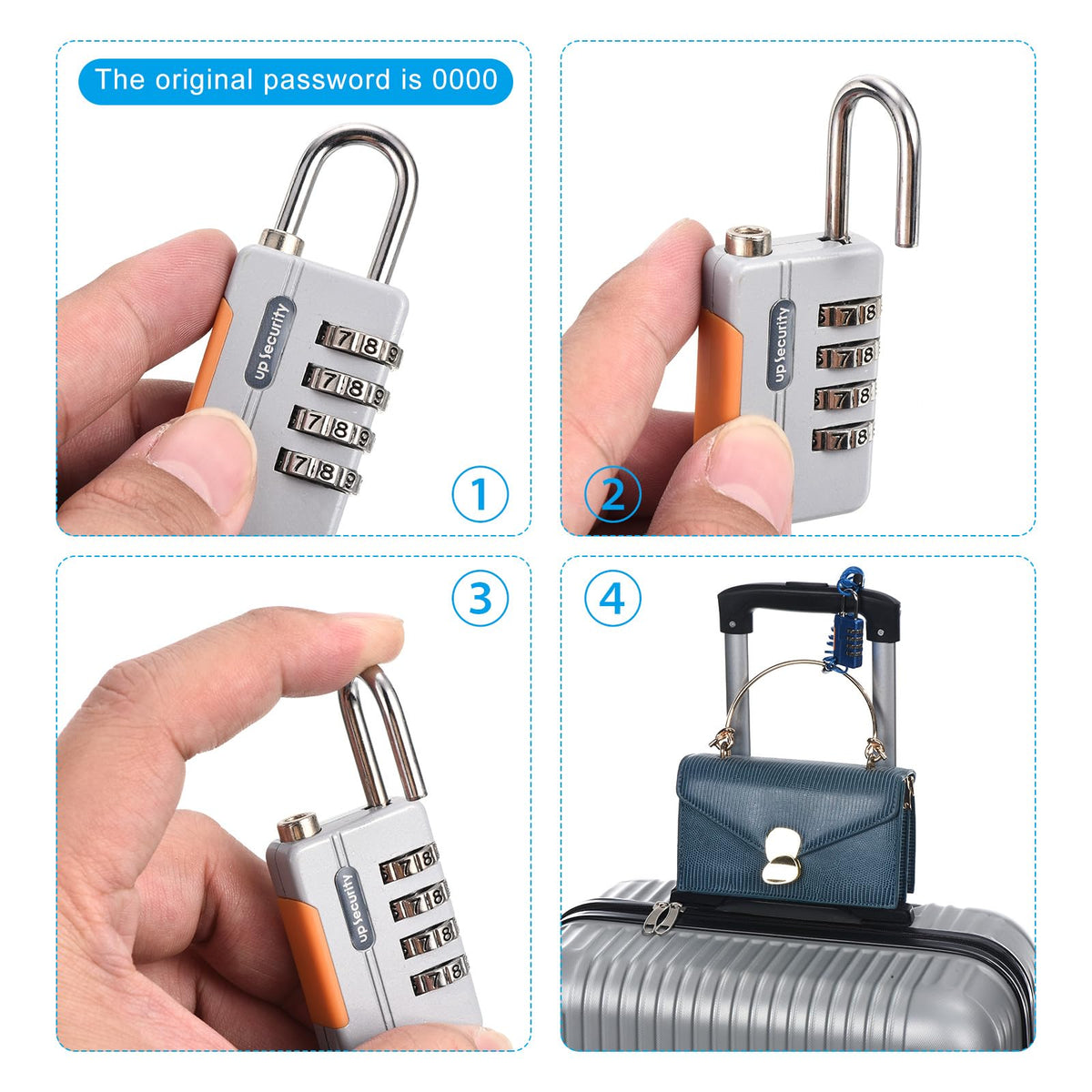 HASTHIP 4 Digit Combination Luggage Cable Lock for Helmet and Suitcase with 3.3 ft Waterproof Steel Cable | Zinc Alloy Padlock