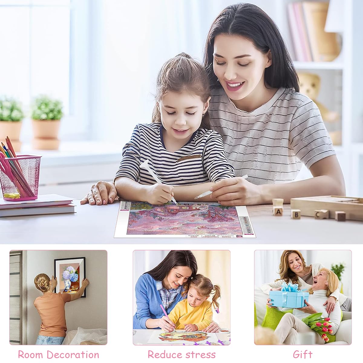 HASTHIP Diamond Painting Kit for Home Decoration with 12x16 in Canvas & Strong Adhesive Layer