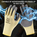 HASTHIP® 400V High Voltage Resistant Electrician Work Gloves with Full Palm Rubberization, Enhanced Dexterity & Comfort