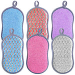 HASTHIP Kitchen Dish Sponge Scrubber 6 Pack for Sink and Pans with Dual-Sided Design | Non-Scratch Microfiber Cleaning