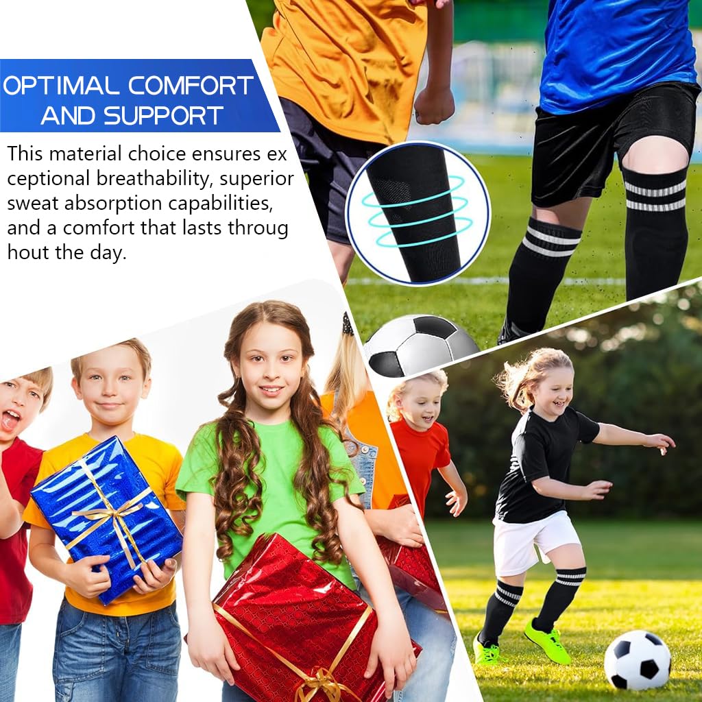 HASTHIP® Espinilleras Futbol Niños Set de 3,Protector Tibia EVA Ligero y Transpirable con Medias Compresivas y Mangas Ajustables para Fútbol,Rugby Hockey Talla S