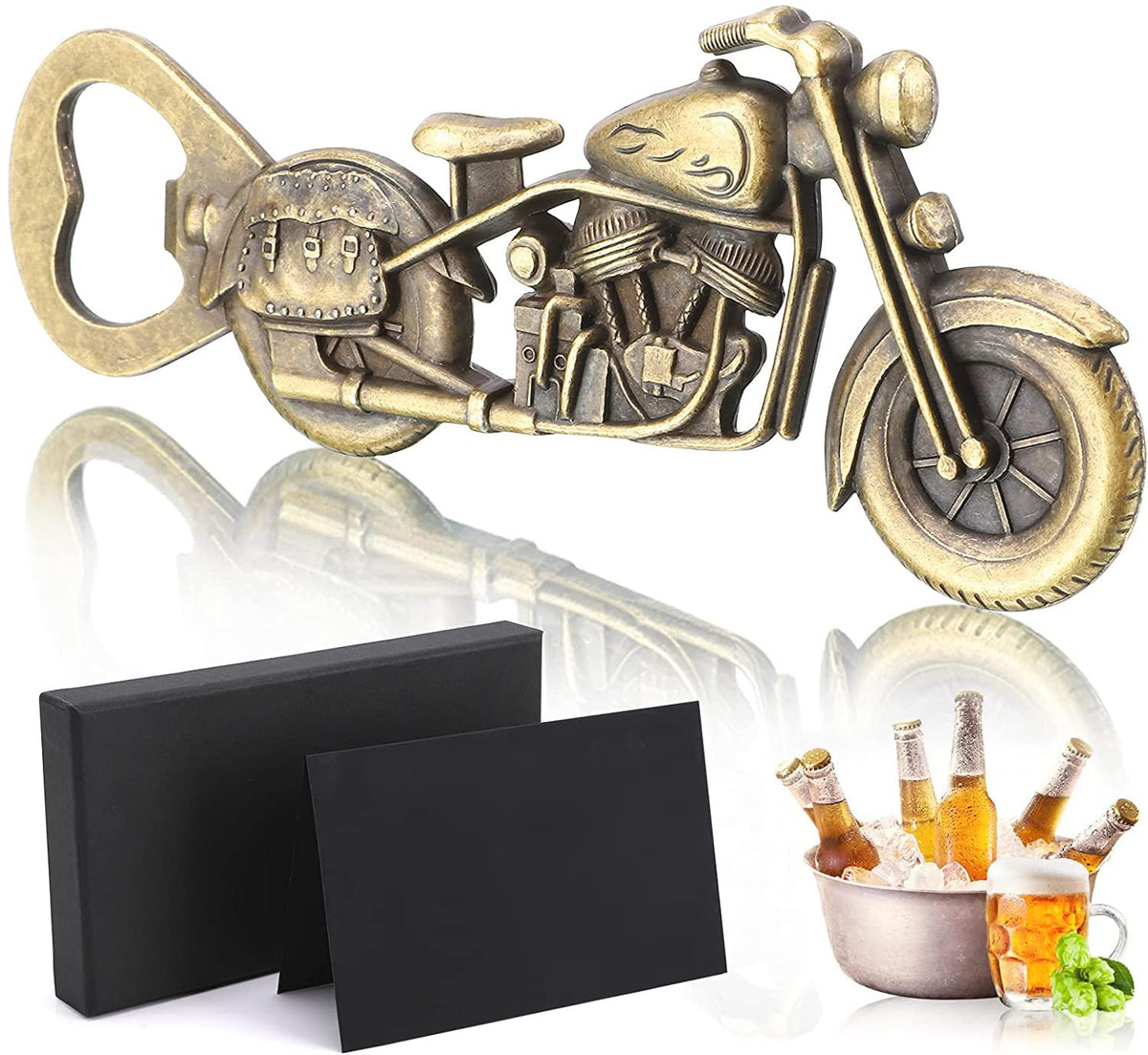 Motorcycle Bottle Opener, Beer Bottle Opener Gift for Man, Cool Retro Motorcycle Opener Gift for Fathers Day Valentine's Day Birthday, Gadgets Presents Son Husband Grandpa Boyfriend Christmas