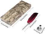 HASTHIP Calligraphy Feather Dip Quill Pen Set with 5 Nibs and 15ml Ink | Red Writing Gift Box