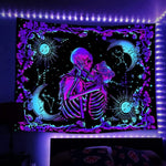 HASTHIP Tapestry for Wall Decor featuring UV Reactive Glow | 51×59 in Polyester Sun and Moon