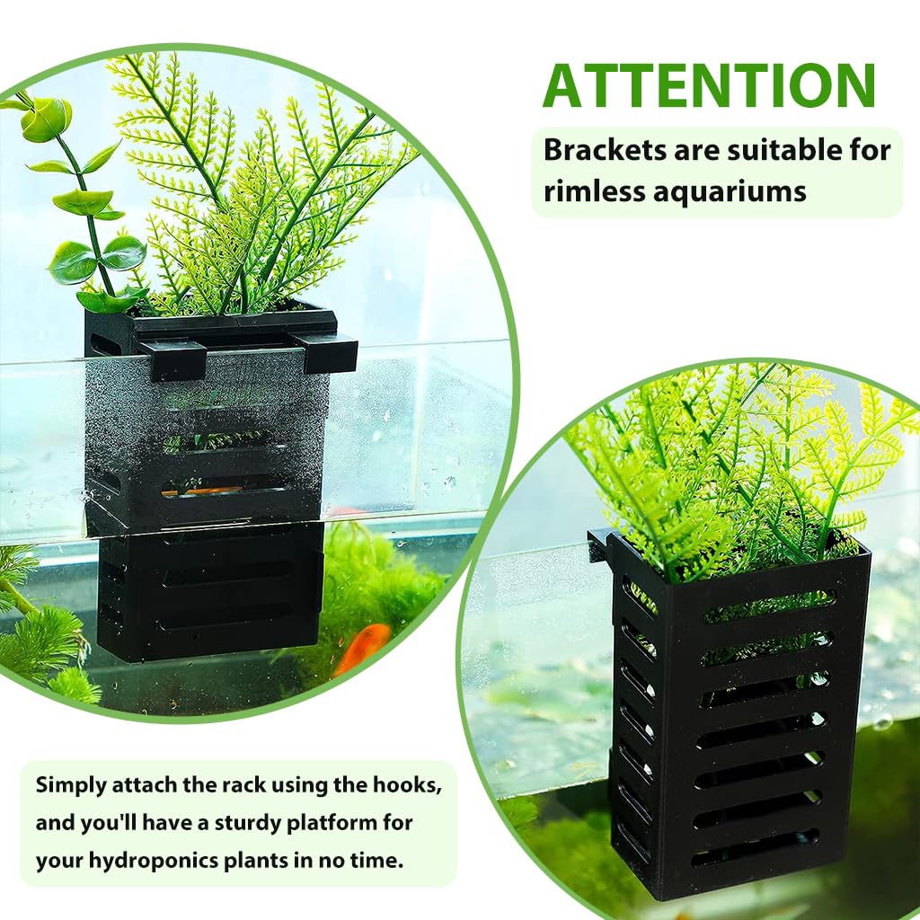 HASTHIP Aquarium Plant Holder 4PCS for Fish Tanks featuring Hooks and Vent Flow Design | Plastic Hanging Planter Cups