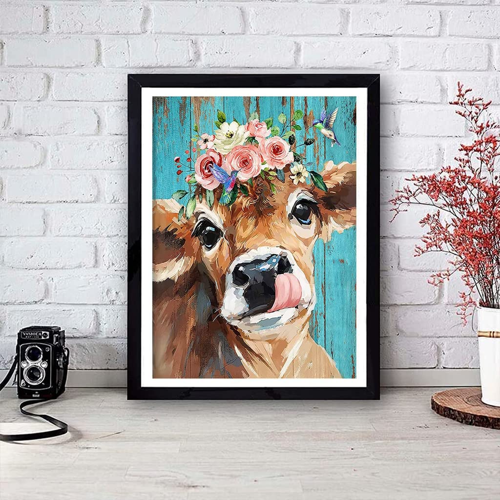 HASTHIP Diamond Painting Kit for Adults and Kids with 30 x 40cm Full Drill Cow Art | 2PCS Set