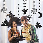 HASTHIP Halloween Spooky Ornaments for Party and Home Decor featuring 6 Designs | Black Paper Hanging Garland