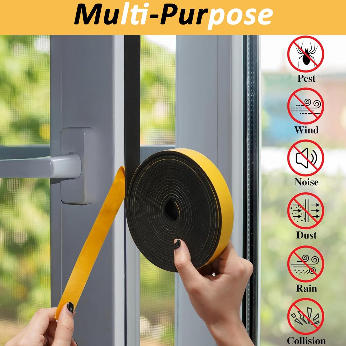 HASTHIP Door Seal Strip for Doors and Windows featuring Self Adhesive EVA Foam 16.4ft | Noise and Weather Proof Gap Sealing