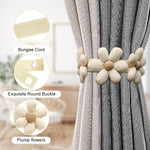 HASTHIP Curtain Tiebacks for Drapes with Pearl Flower Design and Elastic Cord | 2 Pack