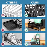 HASTHIP Kitchen Utensil Drying Rack with Double Layer Storage and Drain Pipe | 42x30x32cm Metal Organizer