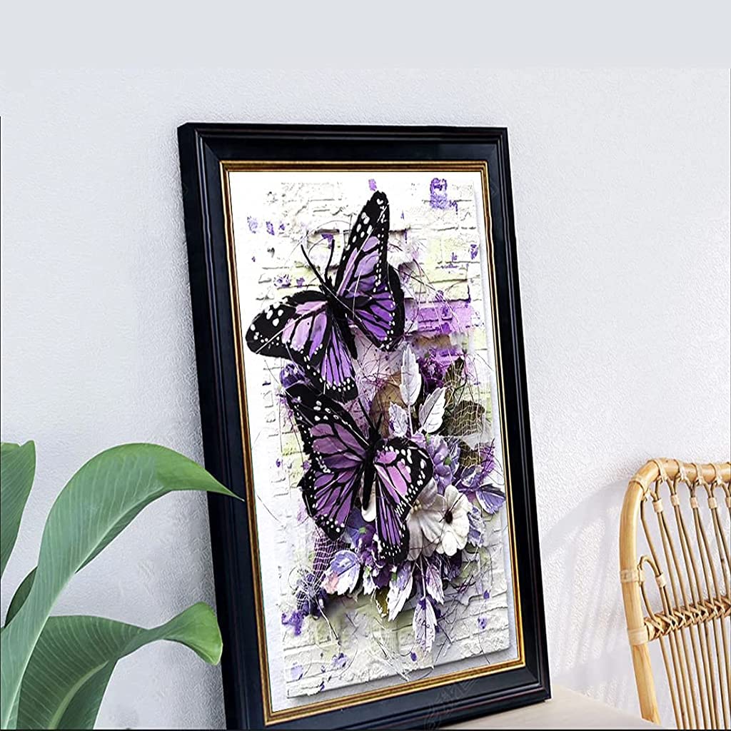 Diamond Painting Kit, 5D Diamond Painting Kit for Adults & Kids, 12x16inch DIY 5D Round Full Drill Butterfly Diamond Art, Very Suitable for Home Leisure and Wall Decoration