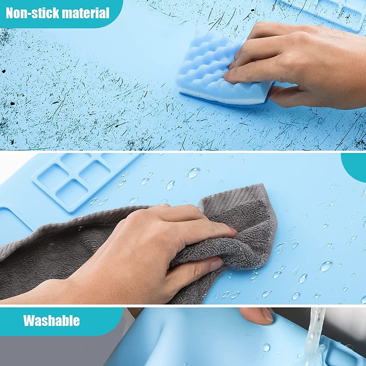 HASTHIP Silicone Craft Mat for Painting and Play Doh | 50×40cm Non-Stick Sheet 3PCS