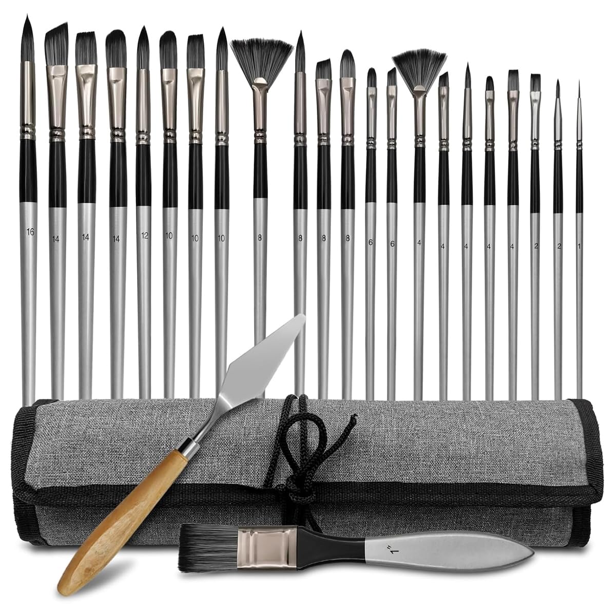HASTHIP Painting Brushes Set for Acrylic and Art Painting with Roll Up Pouch | 24Pcs Fine Nylon Bristles for Beginners and Professionals