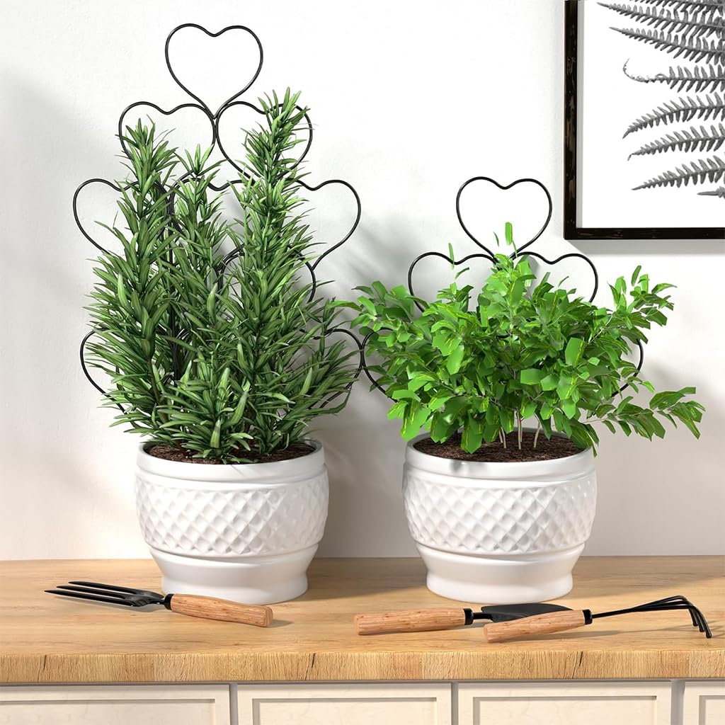 HASTHIP Metal Garden Trellis for Climbing Plants featuring Heart Shaped Grid Design | 3 Pack