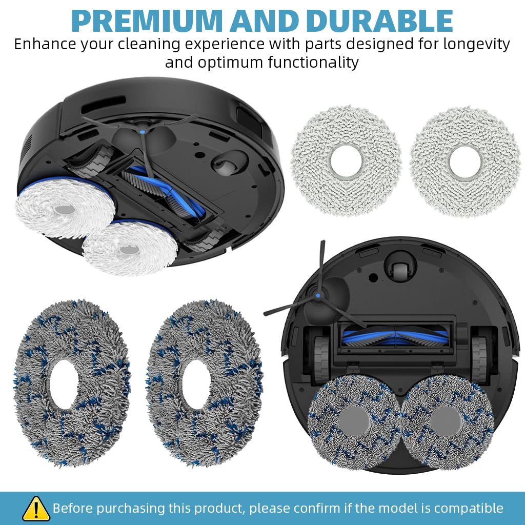 HASTHIP Replacement Accessories for Ecovacs Deebot N30 Pro Omni with 11 Pcs Kit | 3 Side Brushes 4 Mop Pads 2 Dust Bags 2 Filters