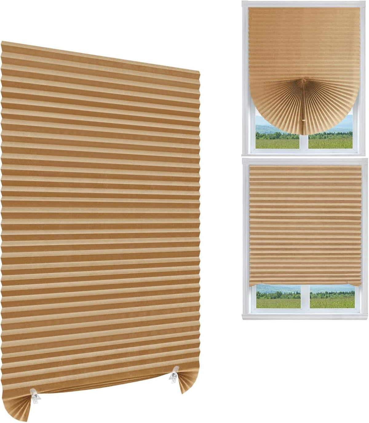 HASTHIP Blinds for Windows Without Drill featuring Roll Up Pleated Paper Design 47x70 in | Light Filtering and UV Protection for Home or Office