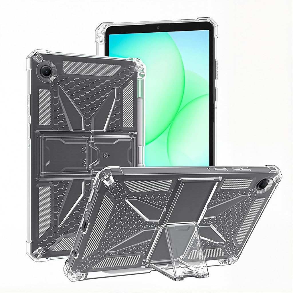 HASTHIP® ZORBES Compatible with Samsung Galaxy Tab A11 8.7" Case, Clear TPU Protective Bumper Cover with Integrated Fold-out Kickstand, Slim Transparent Tablet Skin, Shockproof & Scratch-Resistant