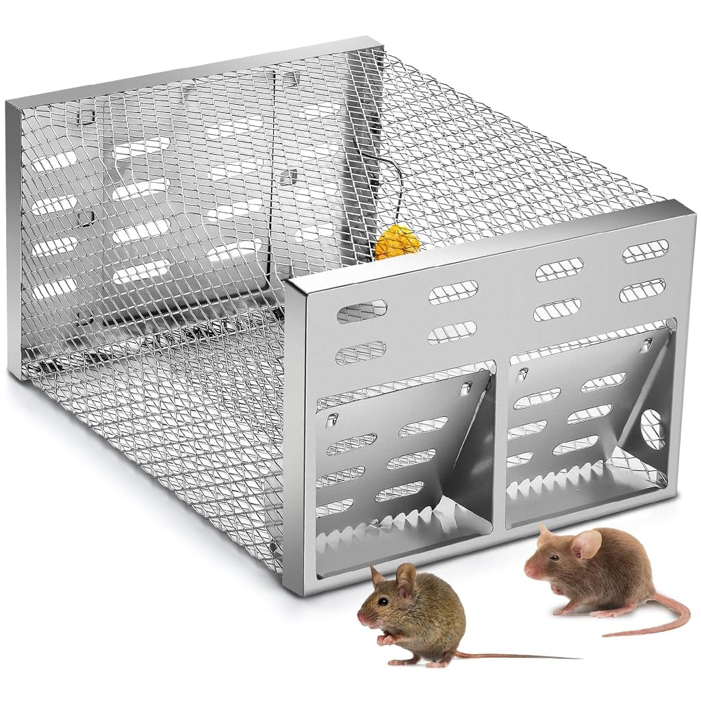 HASTHIP Rat Trap for Indoor and Outdoor Use featuring Dual Entry One Way Door 12 x 9 x 6 in Metal Cage