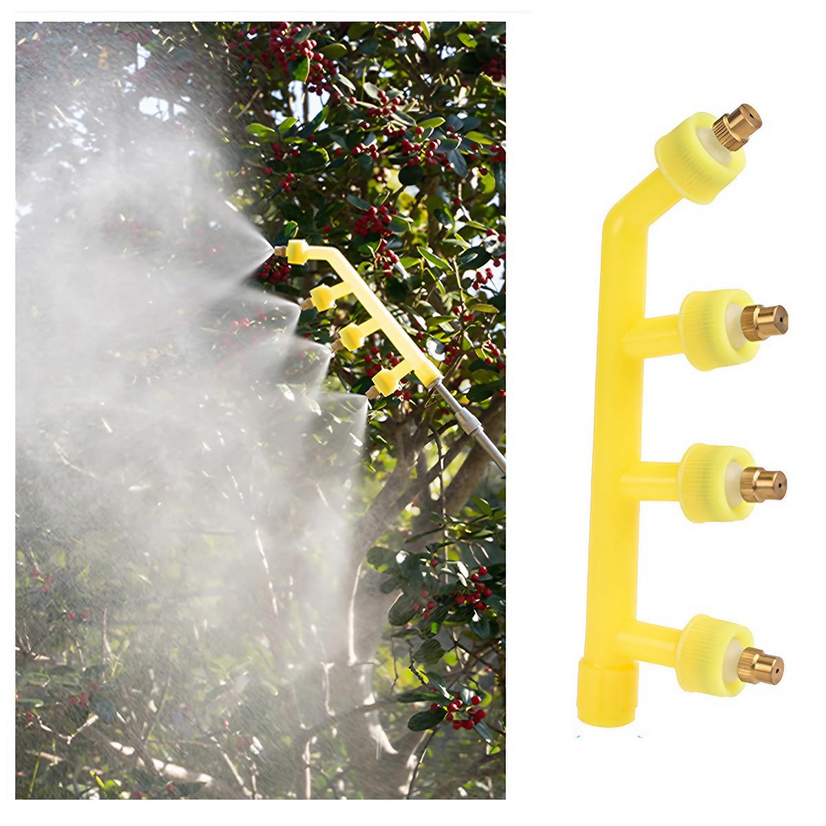 HASTHIP Garden Sprayer Nozzle for Plants with 4 Spout Multi Spray Design | Adjustable Mist Control